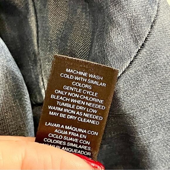 WHBM The Carmen Lyocel Denim Bell-Sleeve Blouse Size 6 Petite - Picture 10 of 11